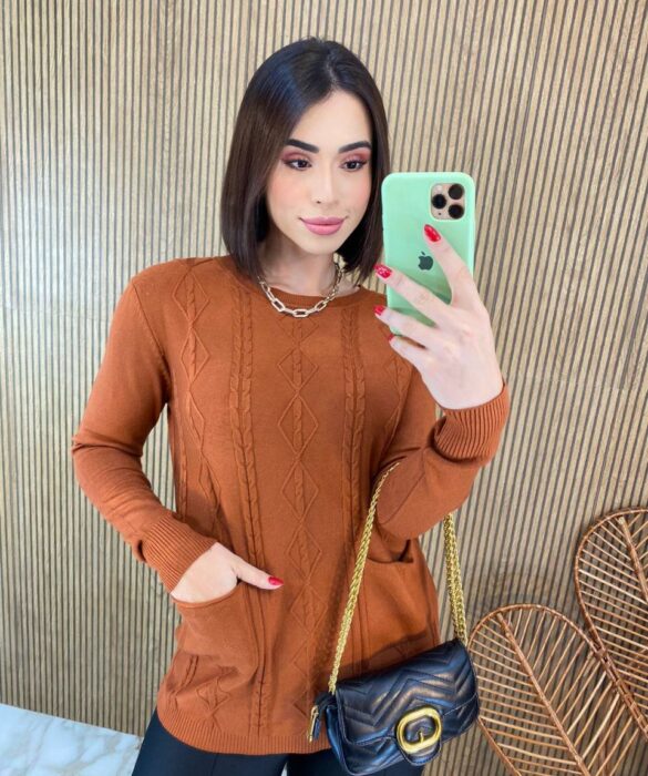 fernandaramosstore com br blusa feminina modal manga longa mila com bolsos terracota 4