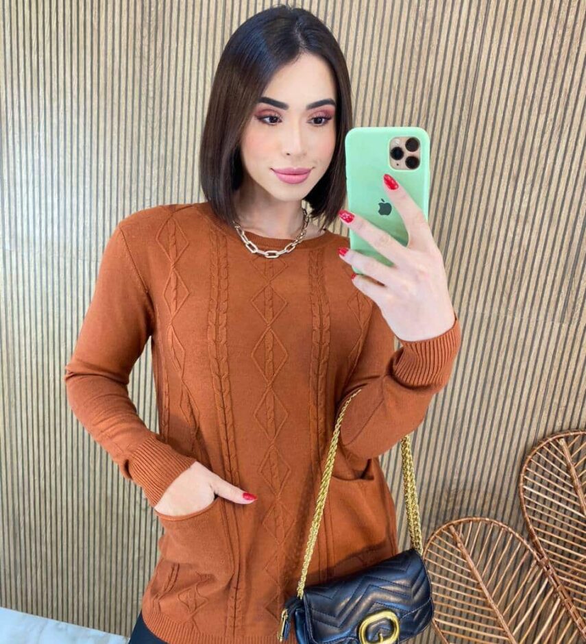 fernandaramosstore com br blusa feminina modal manga longa mila com bolsos terracota 4