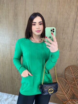 Blusa Feminina Modal Manga Longa Mila com Bolsos Verde - Fernanda Ramos Store