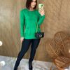 Blusa Feminina Modal Manga Longa Mila com Bolsos Verde - Fernanda Ramos Store