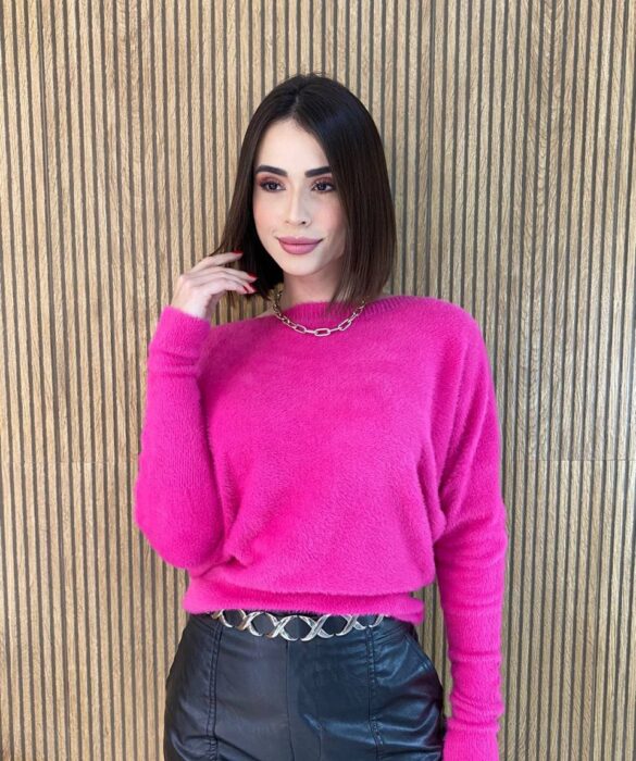 Blusa Feminina Modal Manga Longa Nina Pelinhos Pink - Fernanda Ramos Store