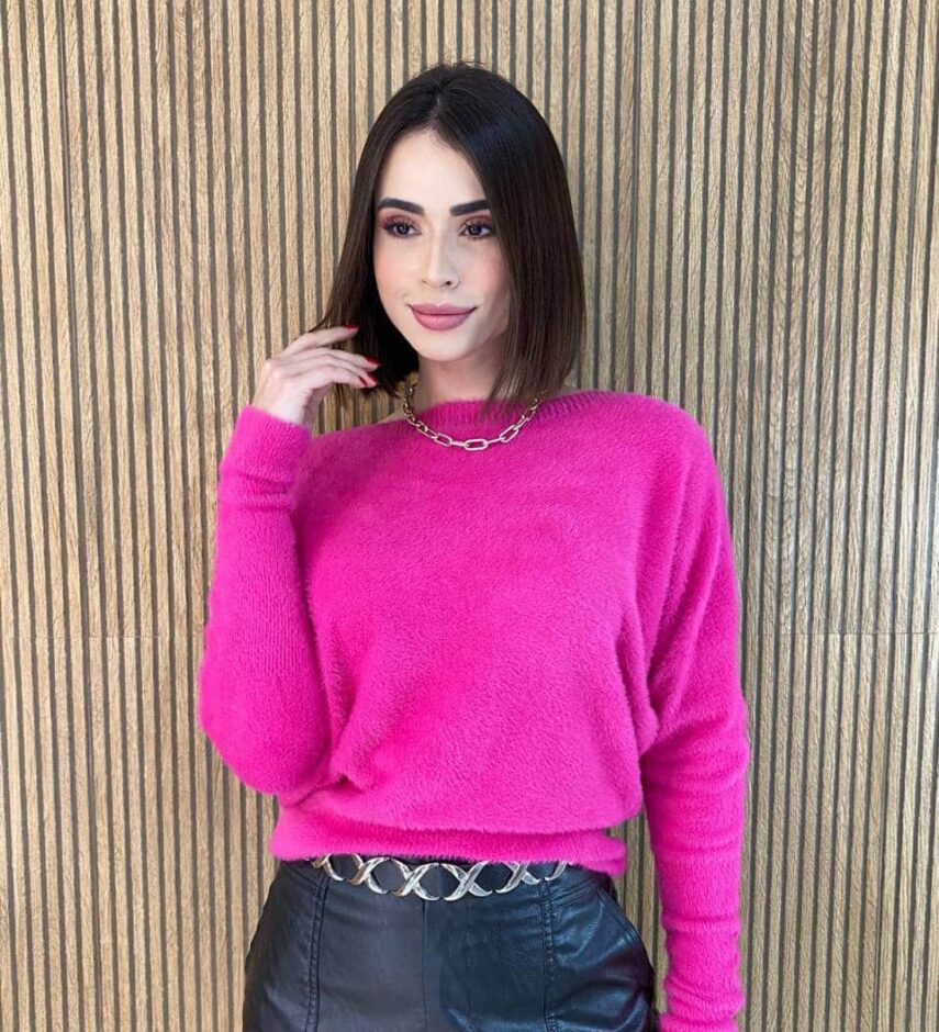 Blusa Feminina Modal Manga Longa Nina Pelinhos Pink - Fernanda Ramos Store