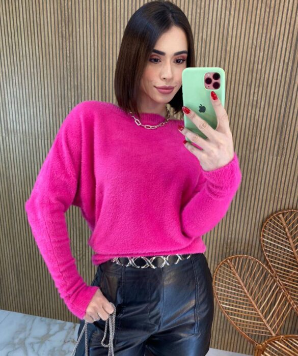 Blusa Feminina Modal Manga Longa Nina Pelinhos Pink - Fernanda Ramos Store