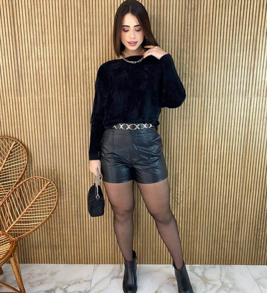 Blusa Feminina Modal Manga Longa Nina Pelinhos Preta - Fernanda Ramos Store