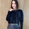 Blusa Feminina Modal Manga Longa Nina Pelinhos Preta - Fernanda Ramos Store