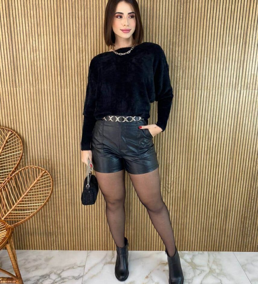 Blusa Feminina Modal Manga Longa Nina Pelinhos Preta - Fernanda Ramos Store