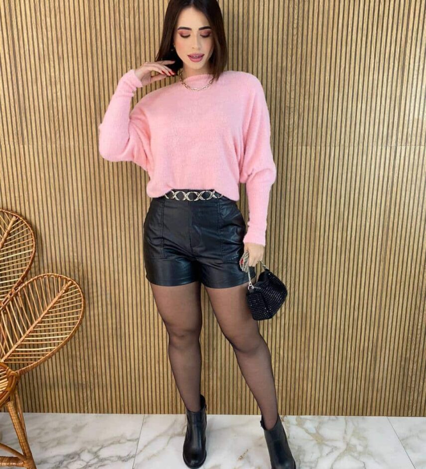 Blusa Feminina Modal Manga Longa Nina Pelinhos Rosa - Fernanda Ramos Store