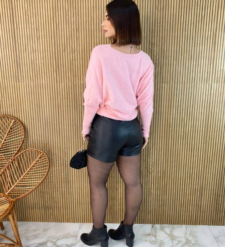 Blusa Feminina Modal Manga Longa Nina Pelinhos Rosa - Fernanda Ramos Store