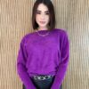 Blusa Feminina Modal Manga Longa Nina Pelinhos Roxo Fernanda Ramos Store