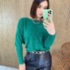 Blusa Feminina Modal Manga Longa Nina Pelinhos Verde - Fernanda Ramos Store