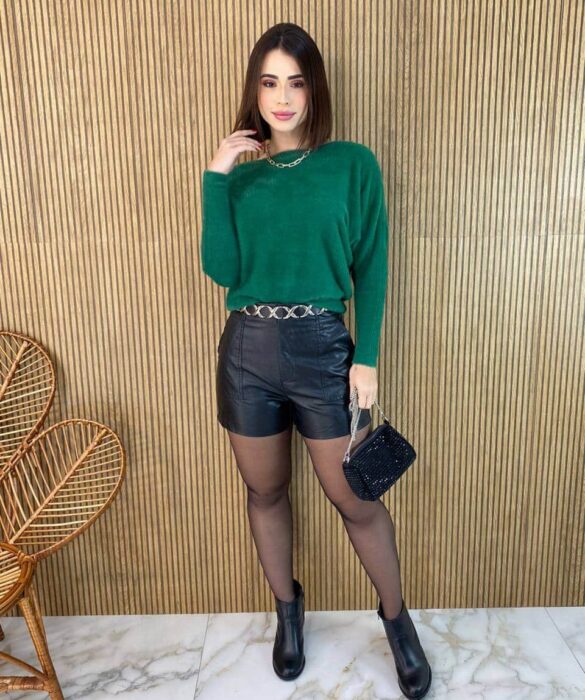 Blusa Feminina Modal Manga Longa Nina Pelinhos Verde - Fernanda Ramos Store