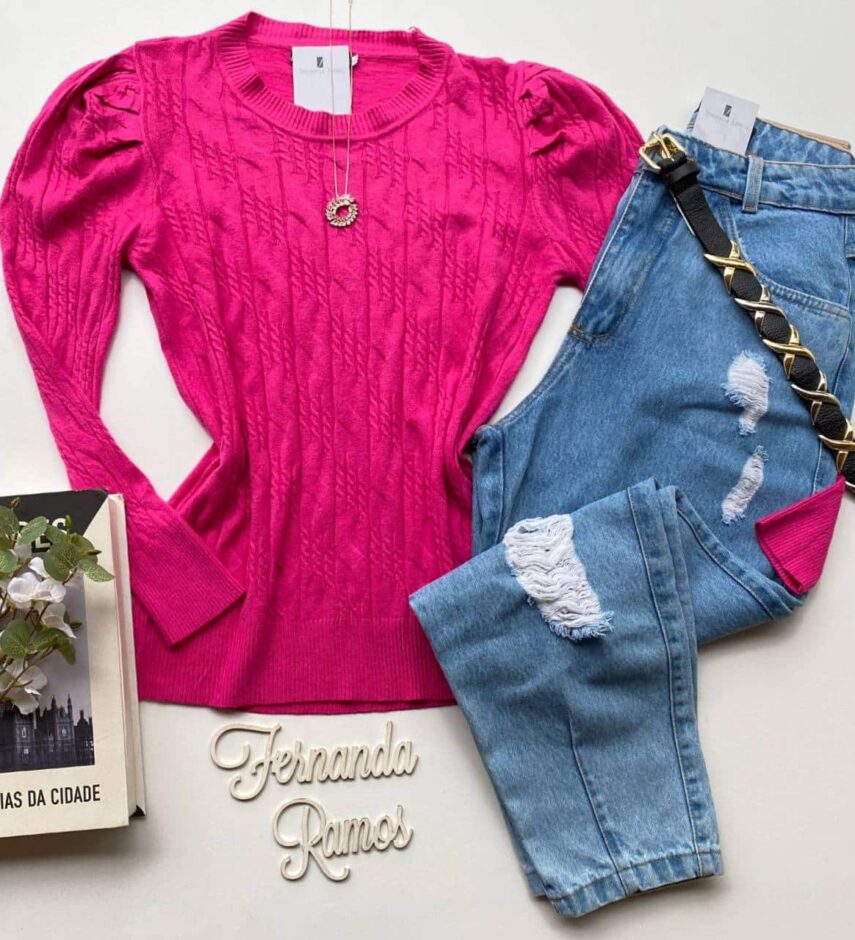 Blusa Feminina Modal Manga Princesa Isa Pink Fernanda Ramos Store