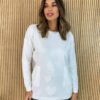 Blusa Manga Longa Feminina Modal Corações com Bolsos Branca - Fernanda Ramos Store