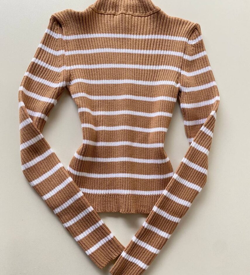 Blusa Manga Longa Feminina Tricot Amanda Listrada Bege - Fernanda Ramos Store