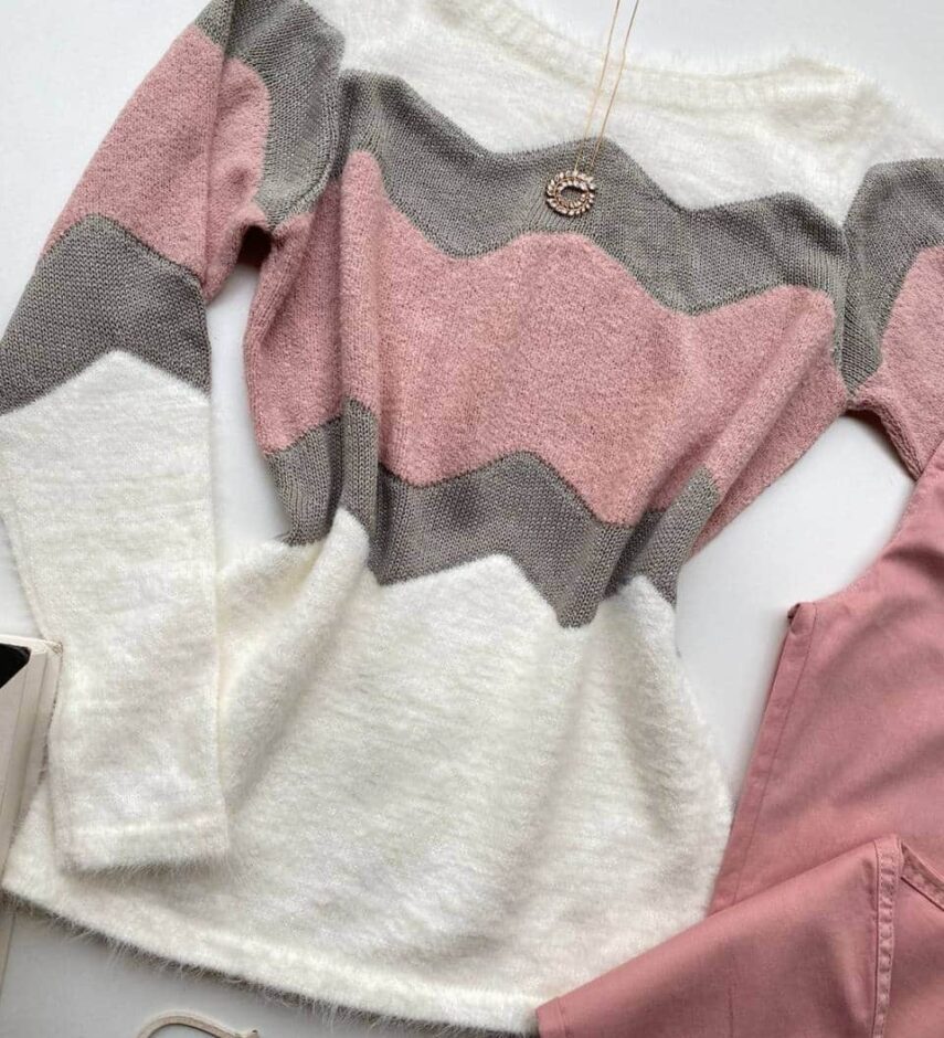 Blusa Manga Longa Feminina Tricot Bia Detalhe Rosa - Fernanda Ramos Store