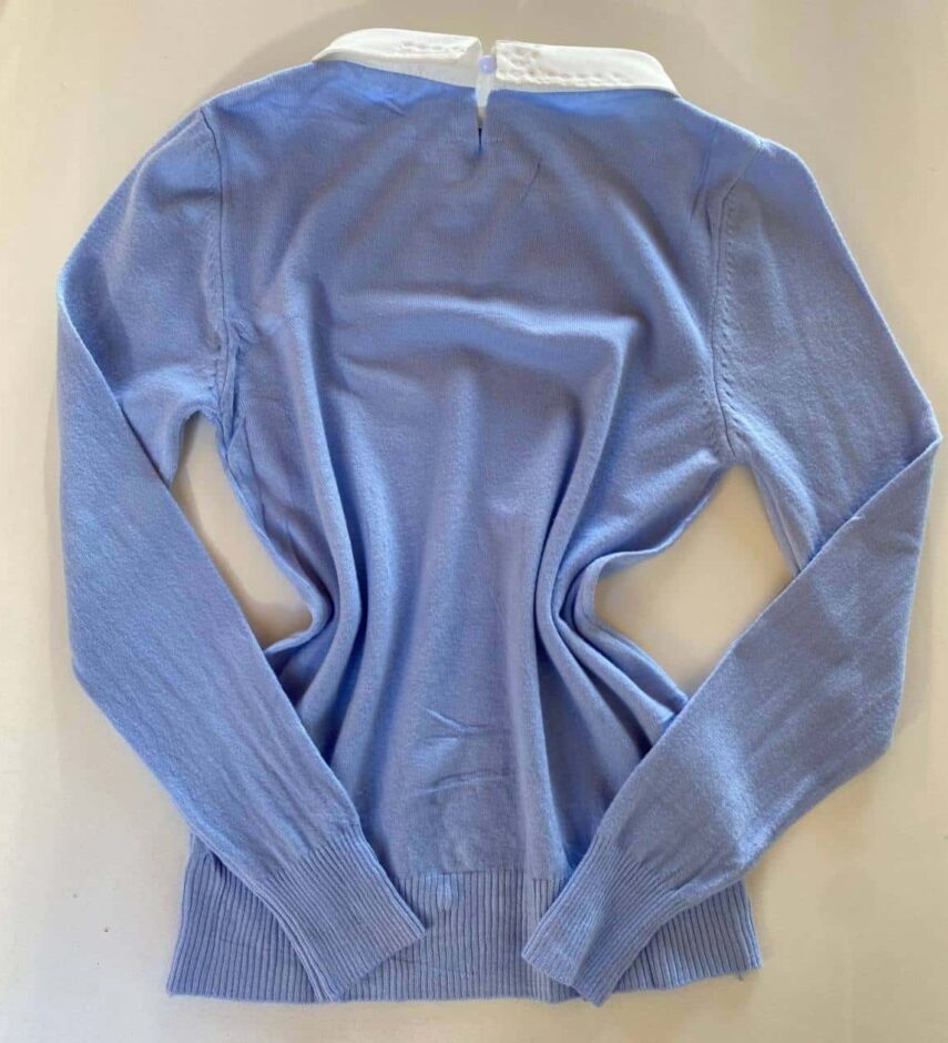 Blusa Manga Longa Modal com Aplicação na Gola Azul - Fernanda Ramos Store