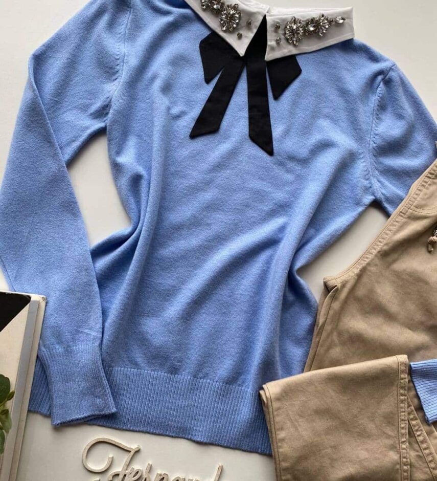 fernandaramosstore com br blusa modal com aplicacao e gravatinha removivel azul 1