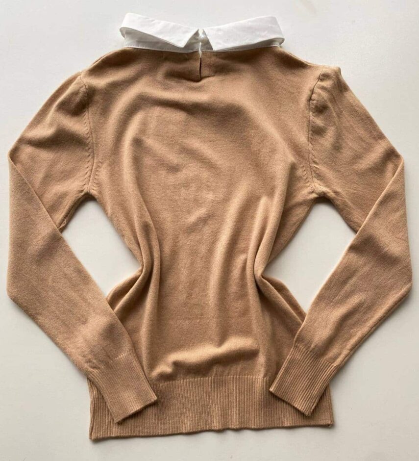 fernandaramosstore com br blusa modal com aplicacao e gravatinha removivel bege 2