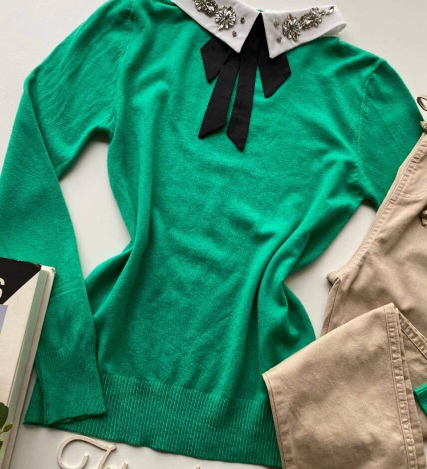 fernandaramosstore com br blusa modal com aplicacao e gravatinha removivel verde 1