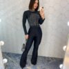 Body Feminino Bia Manga Longa com Aplicações Preto - Fernanda Ramos Store