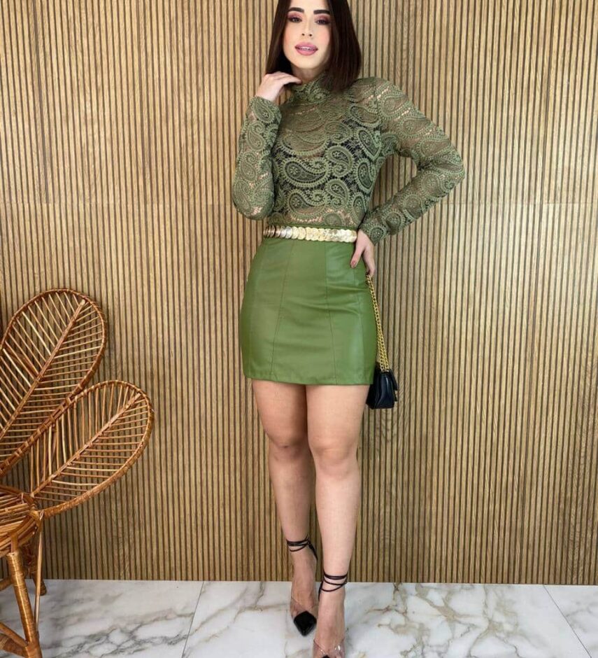 Body Feminino Manga Longa Julia de Renda Verde - Fernanda Ramos Store