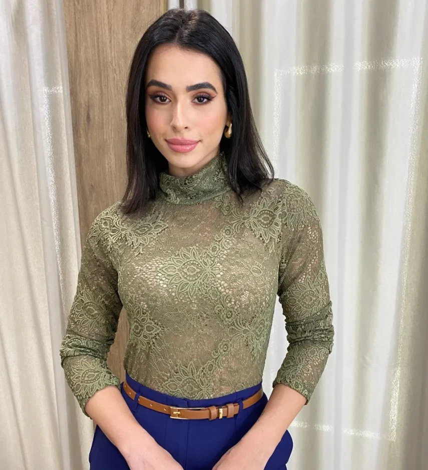 Body Feminino Manga Longa Julia de Renda Verde - Fernanda Ramos Store
