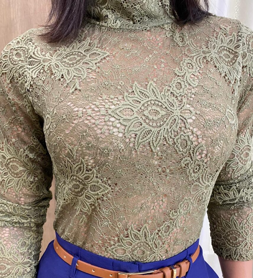 Body Feminino Manga Longa Julia de Renda Verde - Fernanda Ramos Store