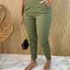 Calça Feminina Sarja com Bolsos Luna Verde Militar - Fernanda Ramos Store