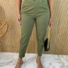 Calça Feminina Sarja com Bolsos Luna Verde Militar - Fernanda Ramos Store