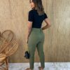 Calça Feminina Sarja com Bolsos Luna Verde Militar - Fernanda Ramos Store