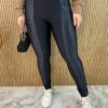 Calça Legging Flanelada Detalhe em Cirre Preta - Fernanda Ramos Store