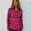 Camisa Feminina Manga Longa Alana Xadrez Pink - Fernanda Ramos Store