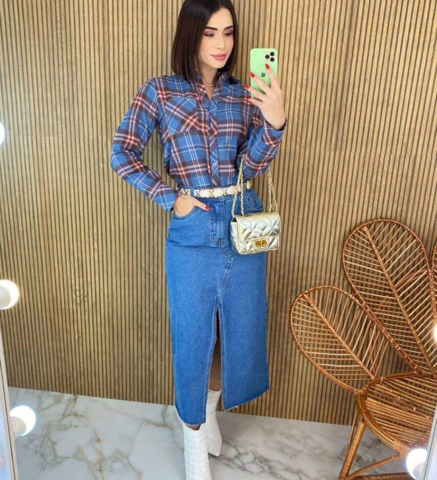 Camisa Feminina Manga Longa Isis Xadrez Flanelada - Fernanda Ramos Store