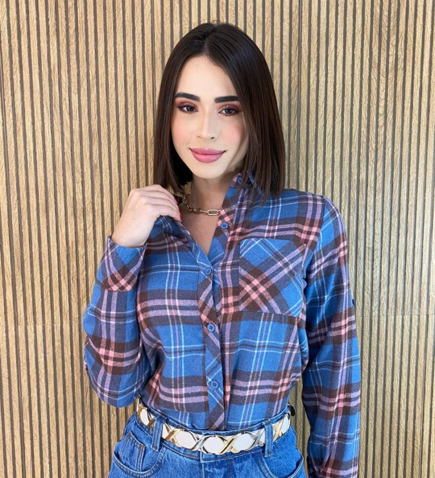 Camisa Feminina Manga Longa Isis Xadrez Flanelada - Fernanda Ramos Store