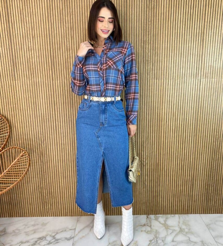 Camisa Feminina Manga Longa Isis Xadrez Flanelada - Fernanda Ramos Store