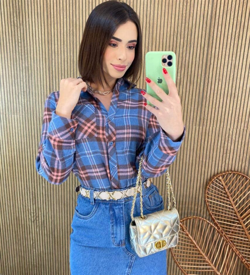 Camisa Feminina Manga Longa Isis Xadrez Flanelada - Fernanda Ramos Store