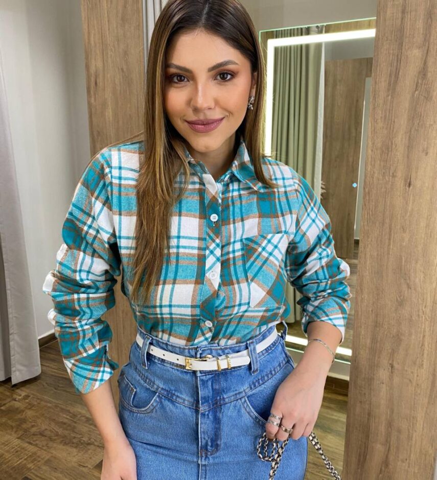 Camisa Feminina Manga Longa Isis Xadrez Flanelada Verde - Fernanda Ramos Store