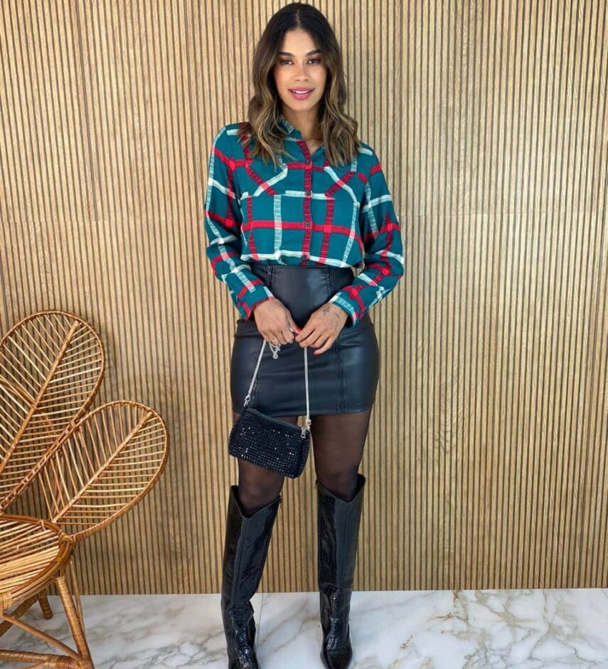 Camisa Feminina Manga Longa Maia Xadrez Verde - Fernanda Ramos Store