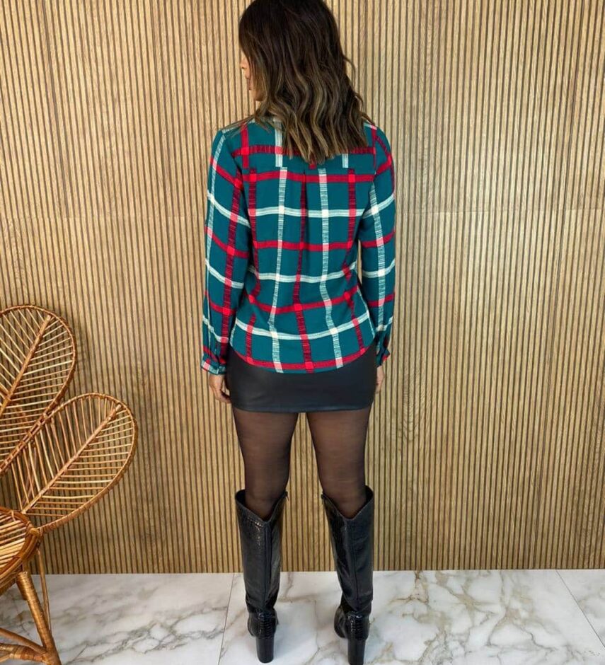 Camisa Feminina Manga Longa Maia Xadrez Verde - Fernanda Ramos Store