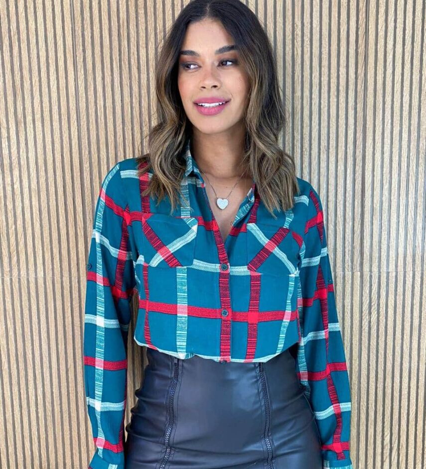Camisa Feminina Manga Longa Maia Xadrez Verde - Fernanda Ramos Store