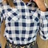 Camisa Feminina Manga Longa Xadrez Liz Azul - Fernanda Ramos Store