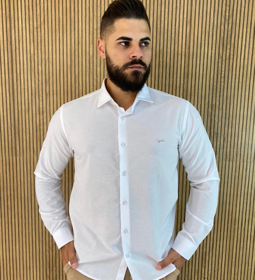 Camisa Manga Longa Masculina Essencial Ogochi Branca 0001 - Fernanda Ramos Store