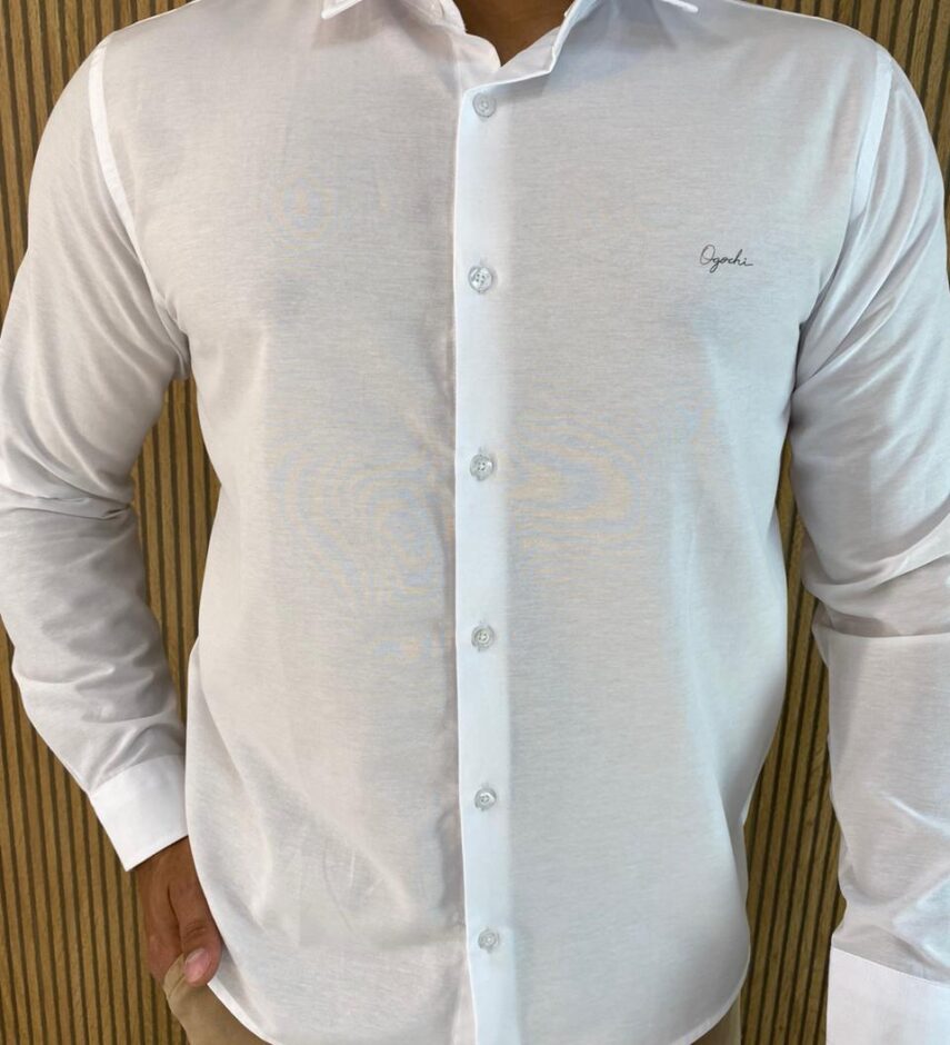 Camisa Manga Longa Masculina Essencial Ogochi Branca 0001 - Fernanda Ramos Store