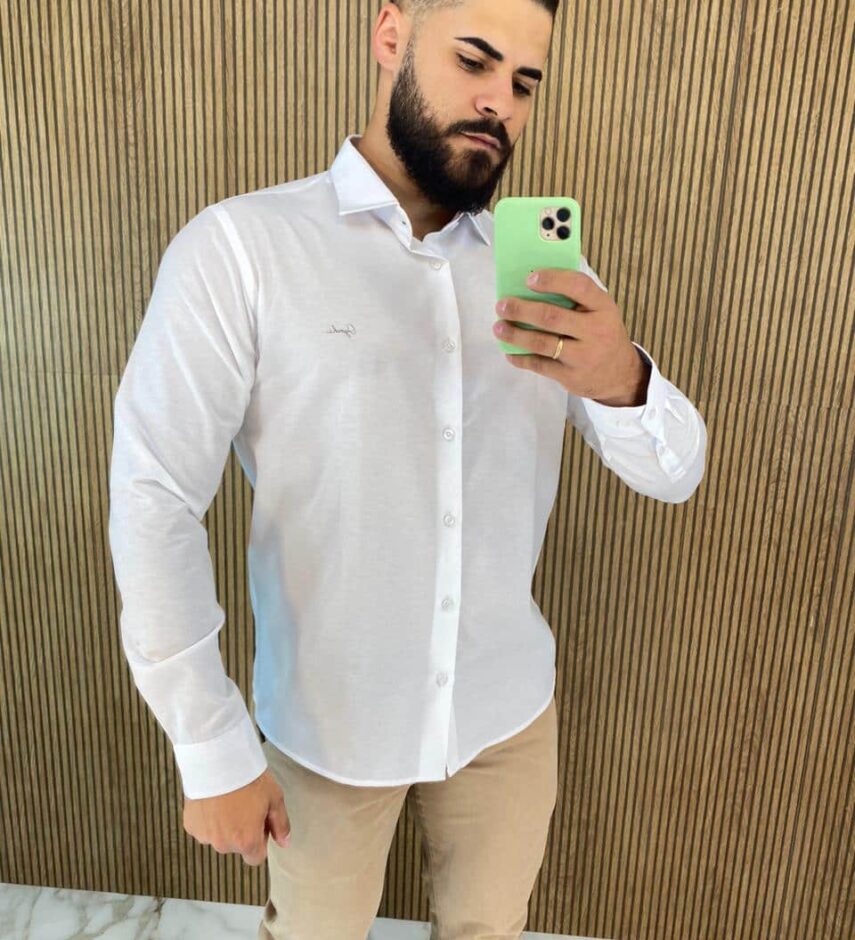 Camisa Manga Longa Masculina Essencial Ogochi Branca 0001 - Fernanda Ramos Store