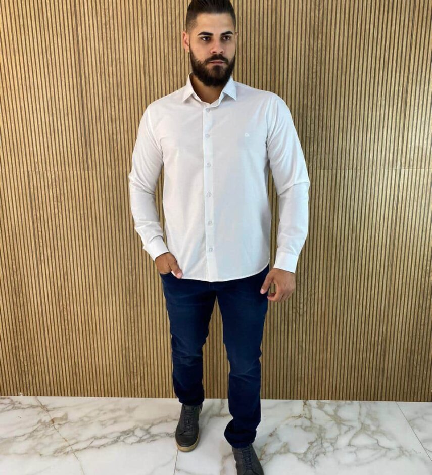 Camisa Manga Longa Masculina Slim Ogochi Off White 0025 - Fernanda Ramos Store