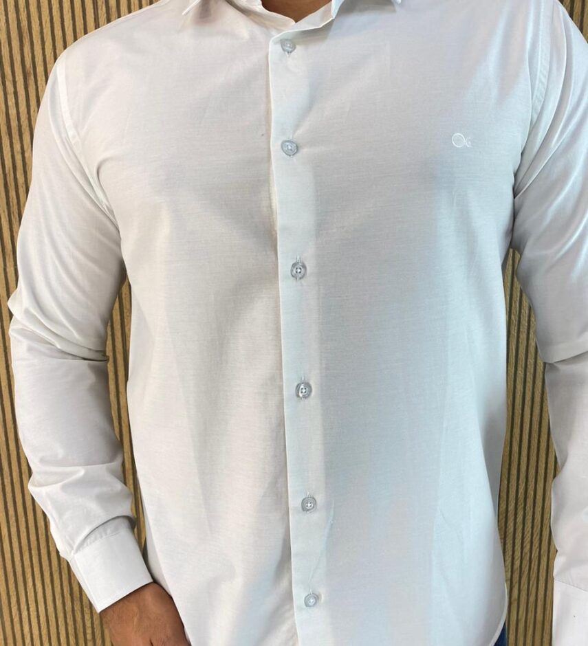 Camisa Manga Longa Masculina Slim Ogochi Off White 0025 - Fernanda Ramos Store