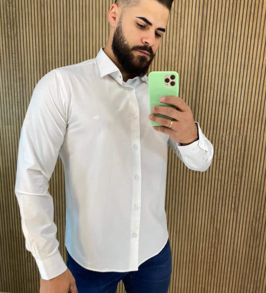 Camisa Manga Longa Masculina Slim Ogochi Off White 0025 - Fernanda Ramos Store