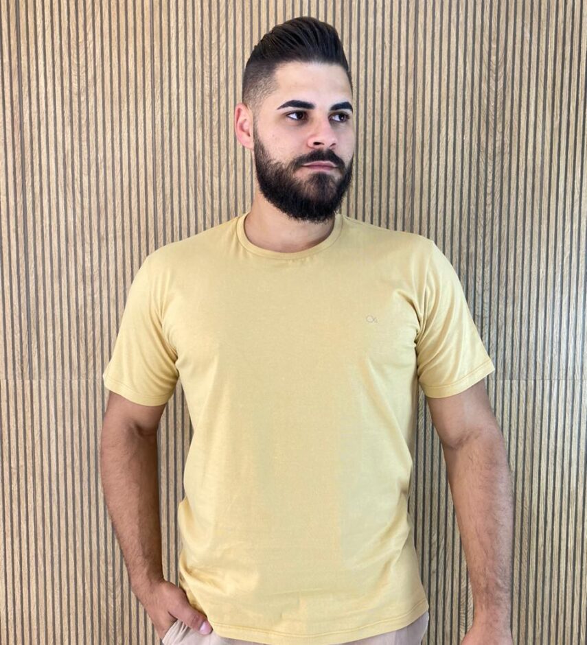 Camiseta Masculina Ogochi Básica Slim Amarela 0928 - Fernanda Ramos Store