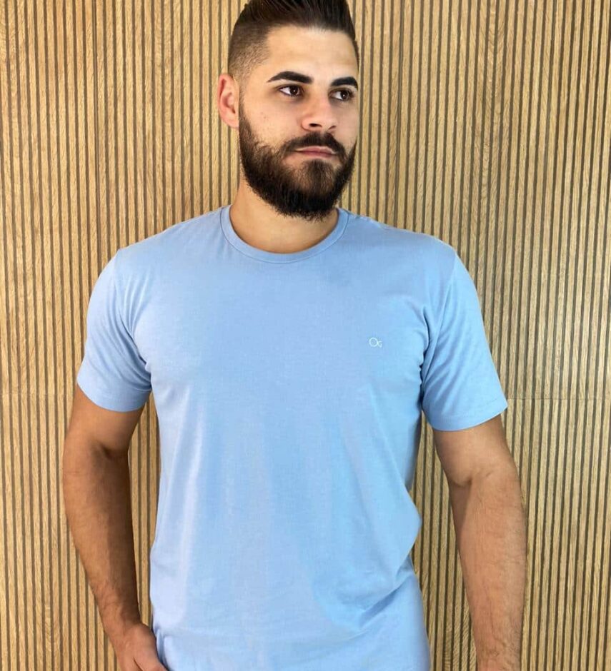 Camiseta Masculina Ogochi Básica Slim Azul 4013 - Fernanda Ramos Store