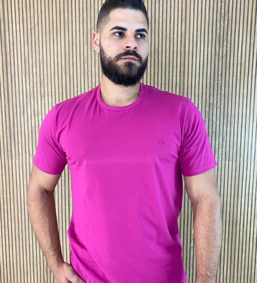 Camiseta Masculina Ogochi Básica Slim Fúcsia 2434 - Fernanda Ramos Store